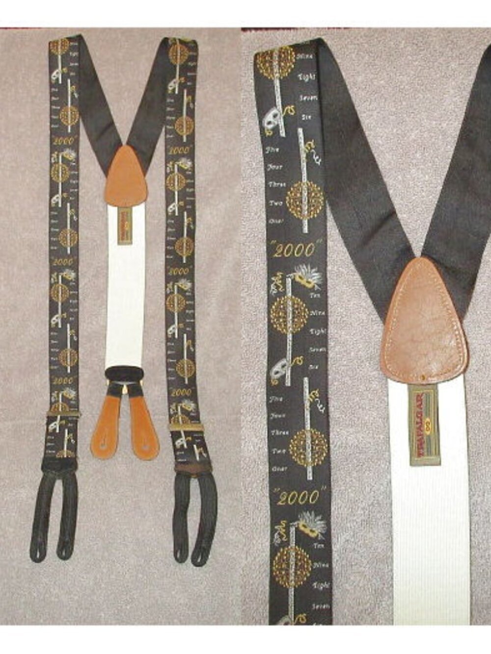Collectors Edition Trafalgar Y2K New Years Suspenders Leather Silk Braces 2000